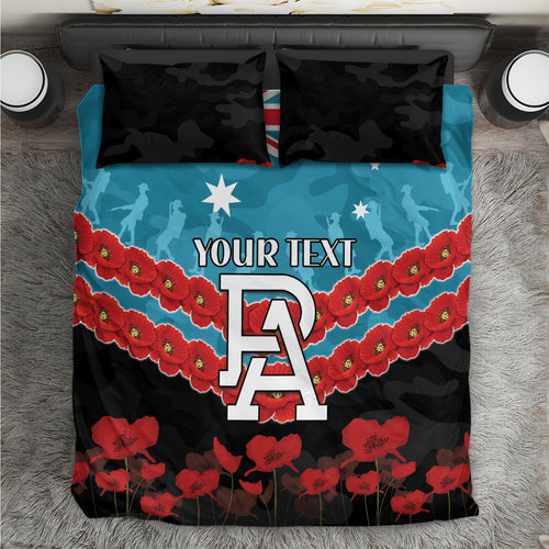 Custom Port Adelaide Power Football Bedding Set ANZAC Lest We Forget