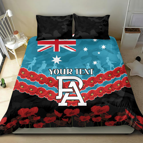 Custom Port Adelaide Power Football Bedding Set ANZAC Lest We Forget