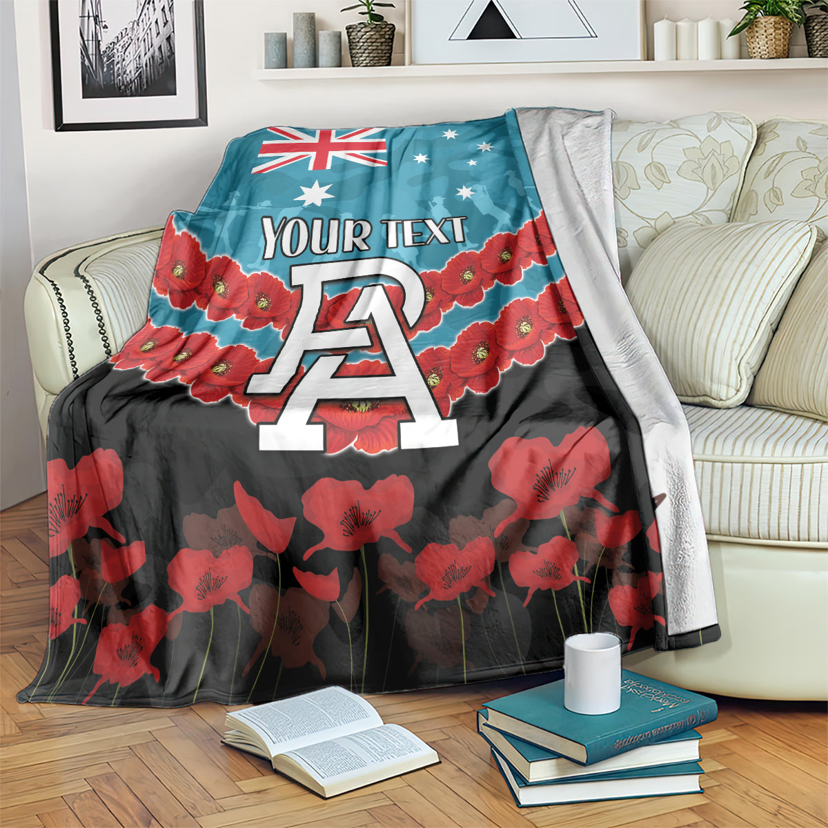 Custom Port Adelaide Power Football Blanket ANZAC Lest We Forget