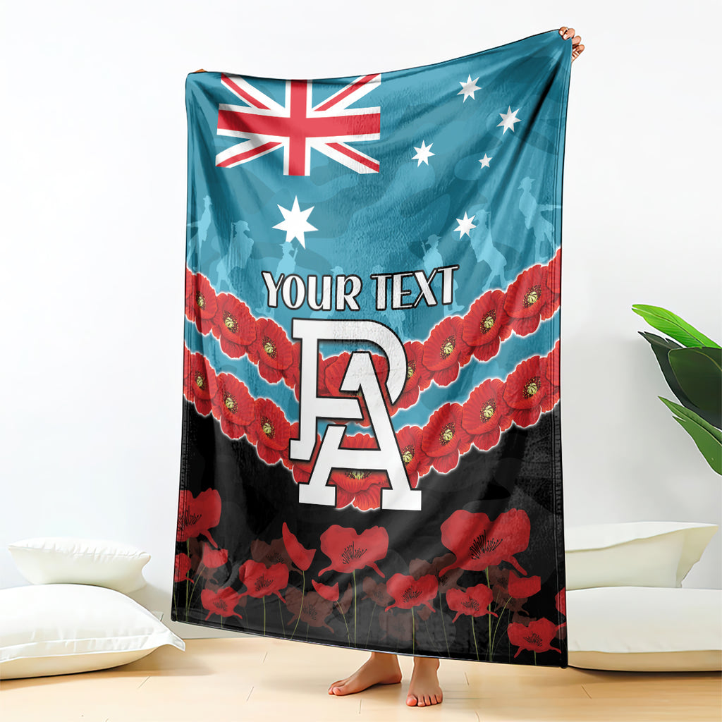 Custom Port Adelaide Power Football Blanket ANZAC Lest We Forget