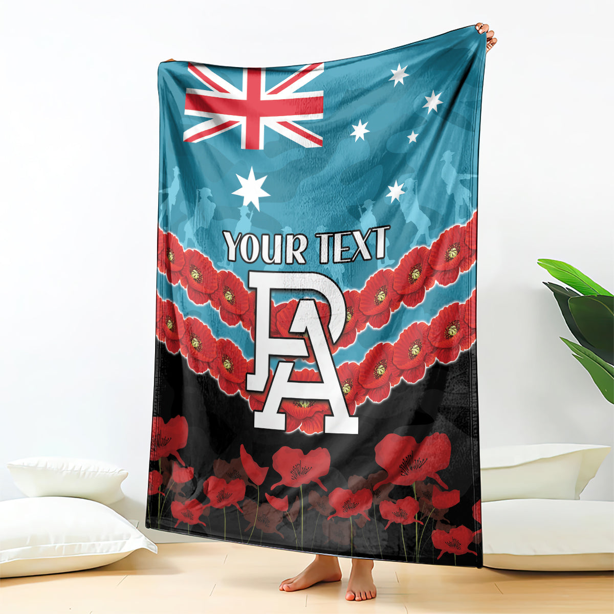 Custom Port Adelaide Power Football Blanket ANZAC Lest We Forget