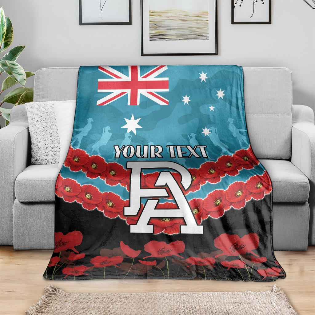 Custom Port Adelaide Power Football Blanket ANZAC Lest We Forget