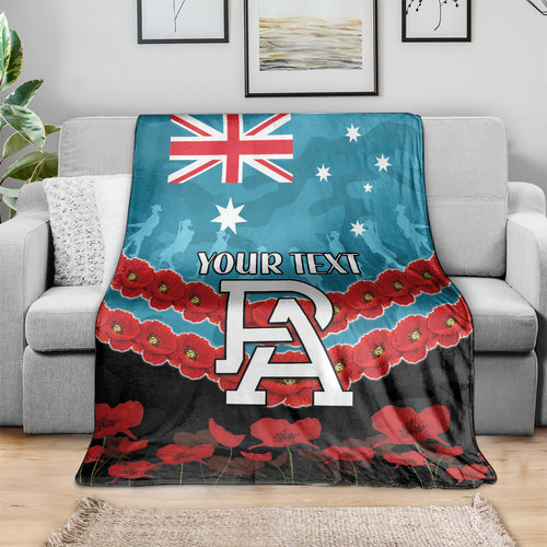 Custom Port Adelaide Power Football Blanket ANZAC Lest We Forget