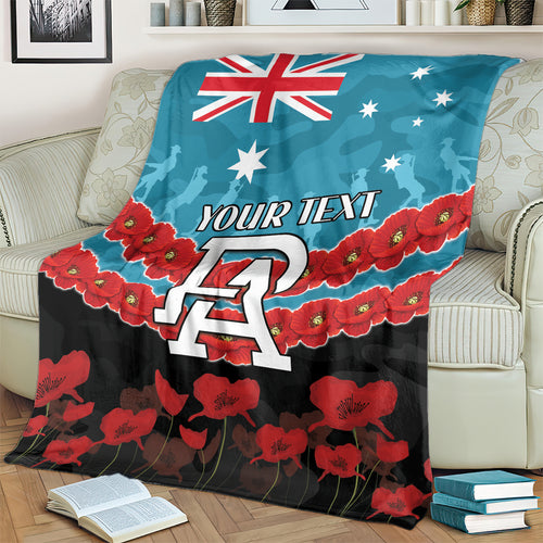 Custom Port Adelaide Power Football Blanket ANZAC Lest We Forget