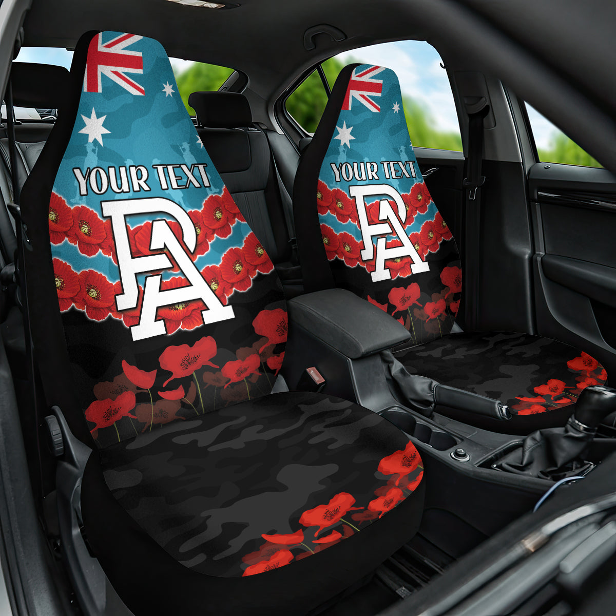Custom Port Adelaide Power Football Car Seat Cover ANZAC Lest We Forget