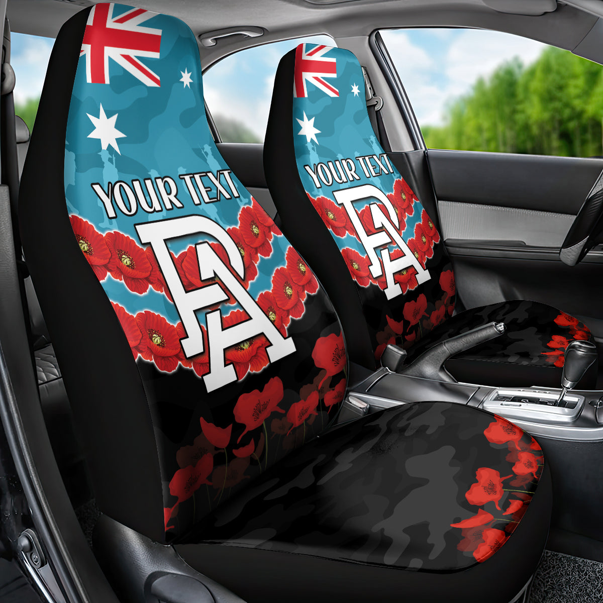 Custom Port Adelaide Power Football Car Seat Cover ANZAC Lest We Forget