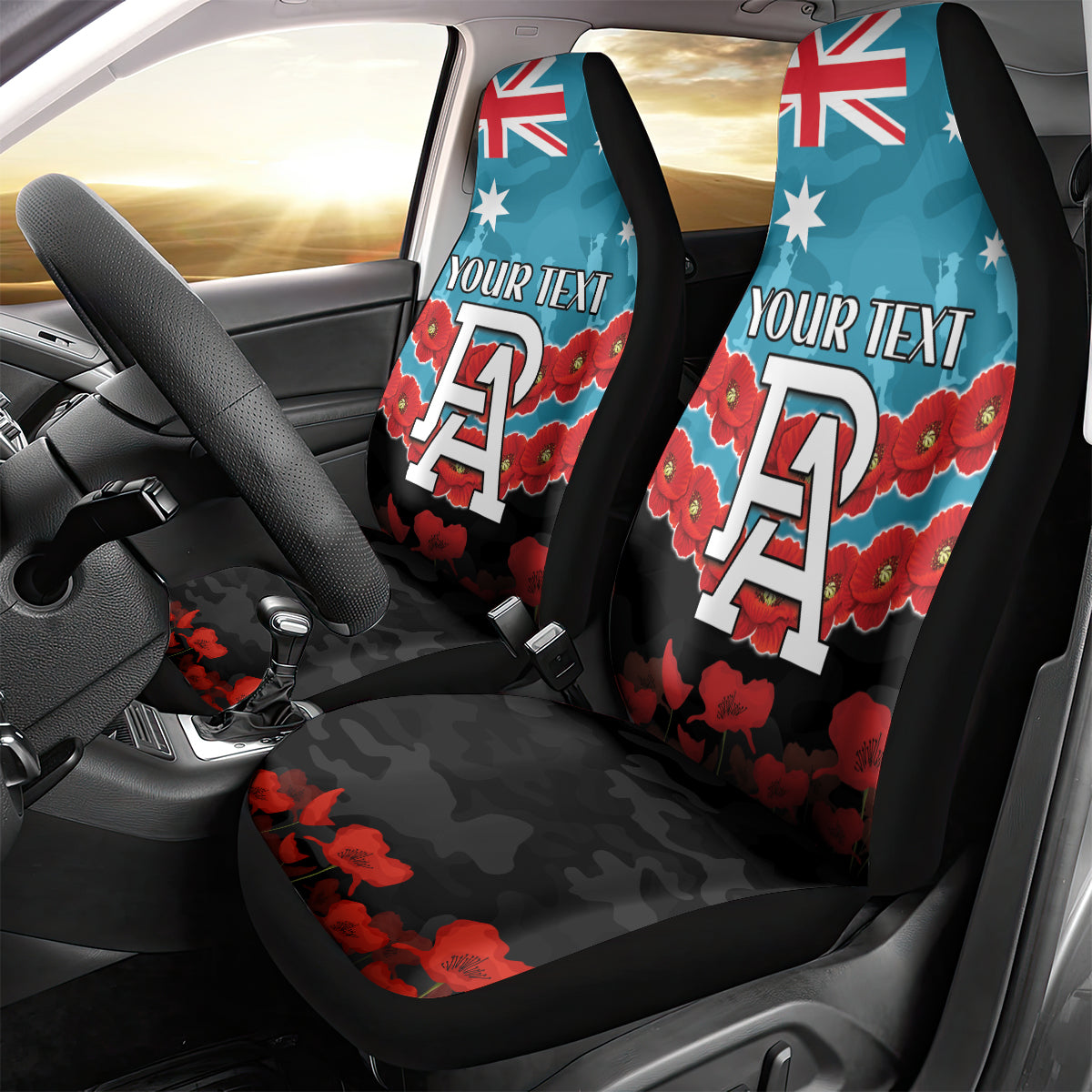 Custom Port Adelaide Power Football Car Seat Cover ANZAC Lest We Forget