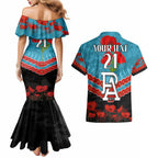 Custom Port Adelaide Power Football Couples Matching Mermaid Dress and Hawaiian Shirt ANZAC Lest We Forget