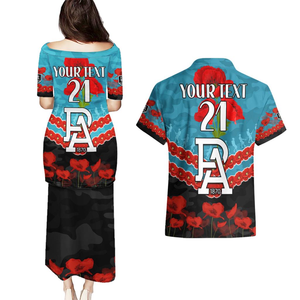 Custom Port Adelaide Power Football Couples Matching Puletasi and Hawaiian Shirt ANZAC Lest We Forget