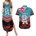 Custom Port Adelaide Power Football Couples Matching Summer Maxi Dress and Hawaiian Shirt ANZAC Lest We Forget
