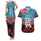 Custom Port Adelaide Power Football Couples Matching Tank Maxi Dress and Hawaiian Shirt ANZAC Lest We Forget