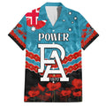 Custom Port Adelaide Power Football Family Matching Long Sleeve Bodycon Dress and Hawaiian Shirt ANZAC Lest We Forget