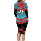 Custom Port Adelaide Power Football Family Matching Long Sleeve Bodycon Dress and Hawaiian Shirt ANZAC Lest We Forget