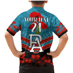 Custom Port Adelaide Power Football Family Matching Mermaid Dress and Hawaiian Shirt ANZAC Lest We Forget