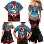 Custom Port Adelaide Power Football Family Matching Mermaid Dress and Hawaiian Shirt ANZAC Lest We Forget