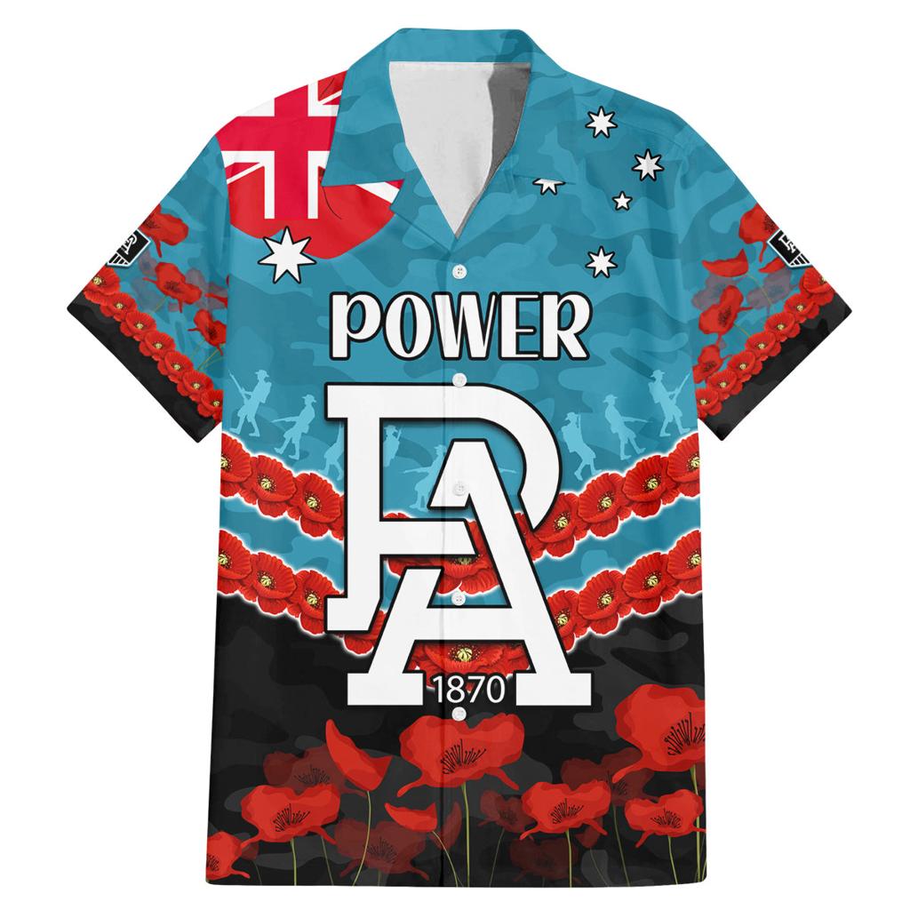 Custom Port Adelaide Power Football Family Matching Mermaid Dress and Hawaiian Shirt ANZAC Lest We Forget