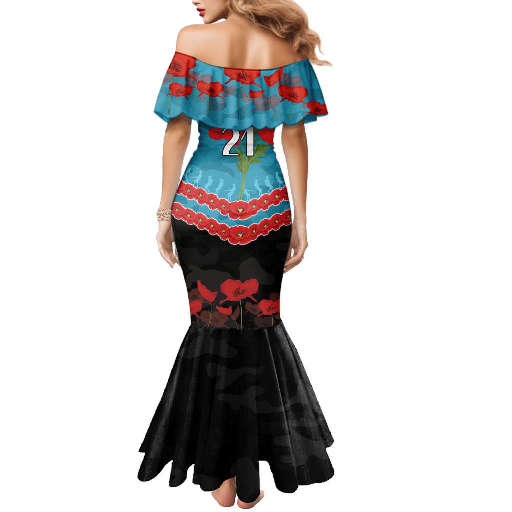 Custom Port Adelaide Power Football Family Matching Mermaid Dress and Hawaiian Shirt ANZAC Lest We Forget