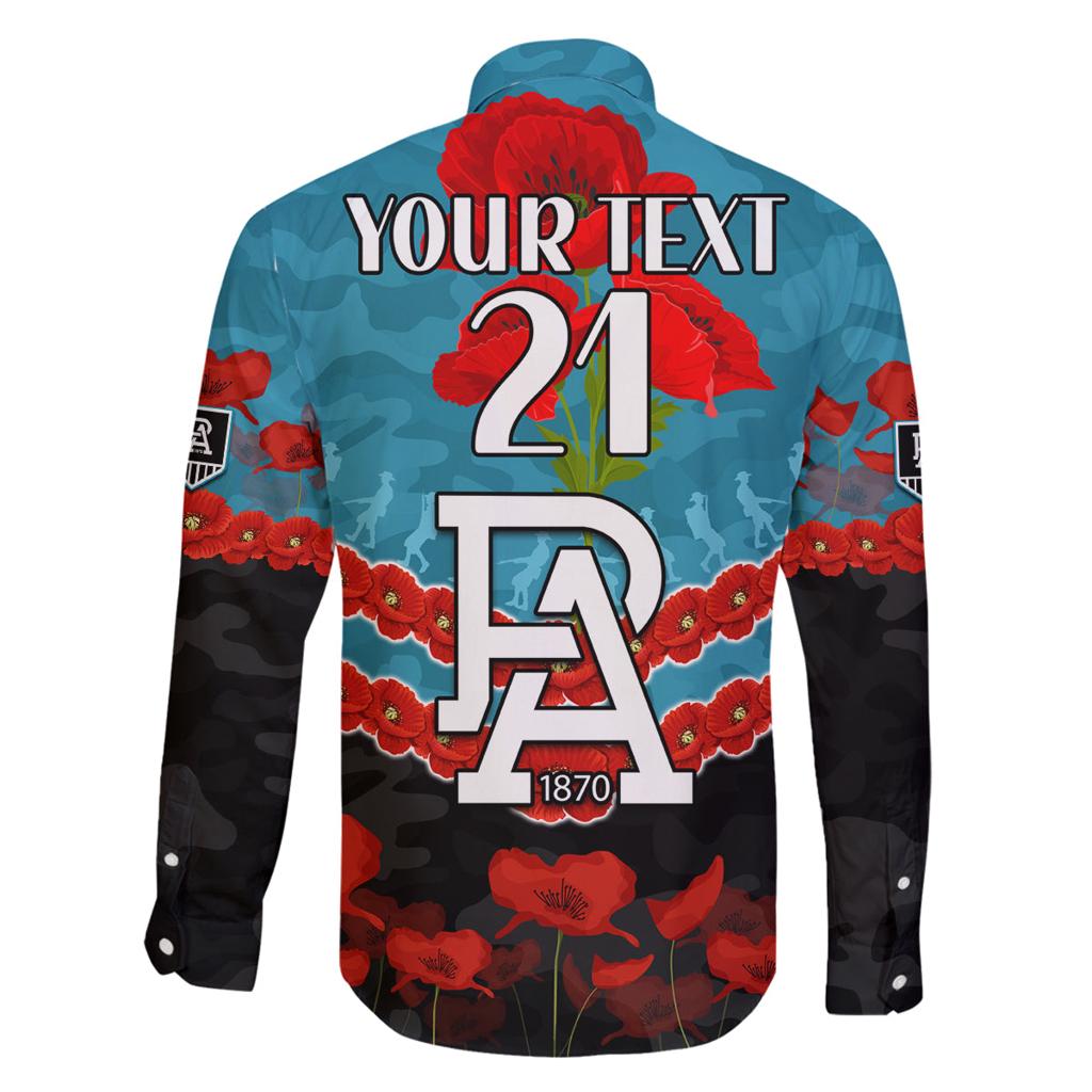 Custom Port Adelaide Power Football Family Matching Off Shoulder Maxi Dress and Hawaiian Shirt ANZAC Lest We Forget
