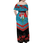 Custom Port Adelaide Power Football Family Matching Off Shoulder Maxi Dress and Hawaiian Shirt ANZAC Lest We Forget