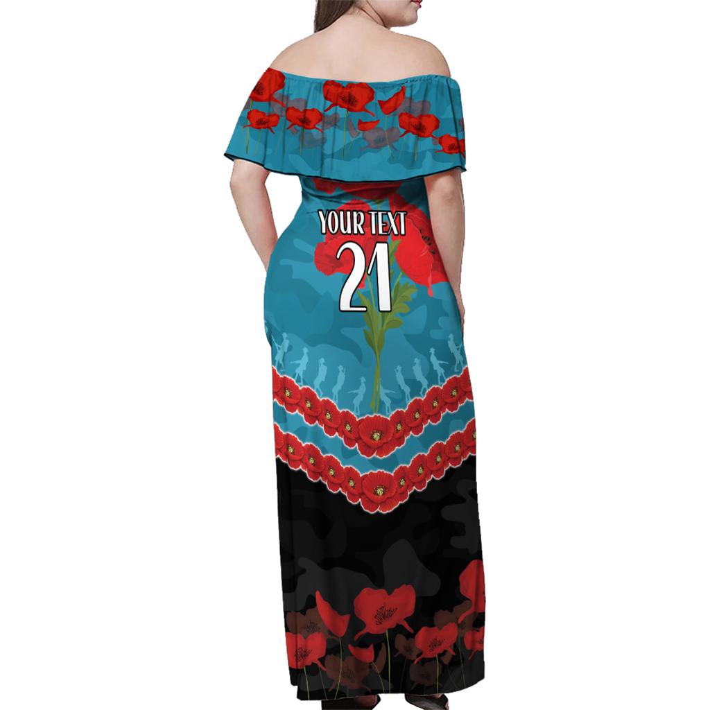 Custom Port Adelaide Power Football Family Matching Off Shoulder Maxi Dress and Hawaiian Shirt ANZAC Lest We Forget