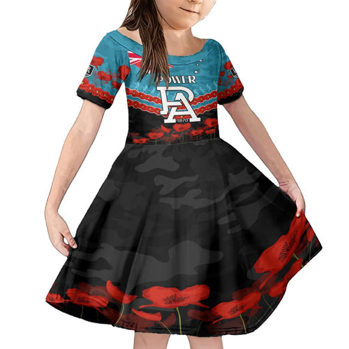 Custom Port Adelaide Power Football Family Matching Off Shoulder Short Dress and Hawaiian Shirt ANZAC Lest We Forget
