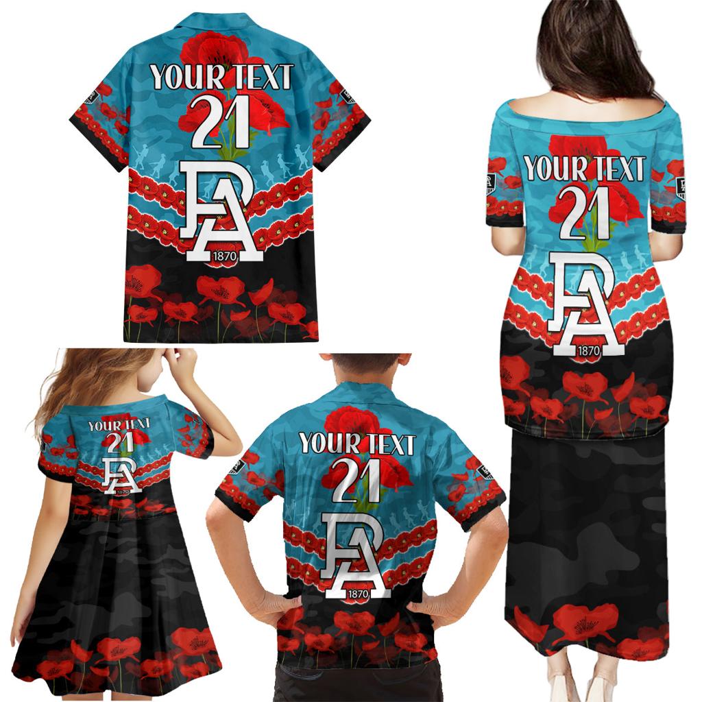 Custom Port Adelaide Power Football Family Matching Puletasi and Hawaiian Shirt ANZAC Lest We Forget