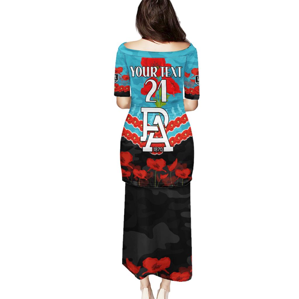 Custom Port Adelaide Power Football Family Matching Puletasi and Hawaiian Shirt ANZAC Lest We Forget