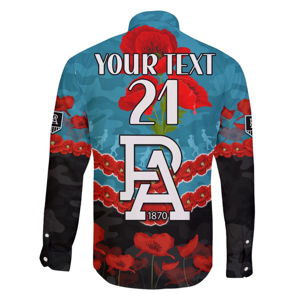 Custom Port Adelaide Power Football Family Matching Short Sleeve Bodycon Dress and Hawaiian Shirt ANZAC Lest We Forget
