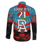Custom Port Adelaide Power Football Family Matching Short Sleeve Bodycon Dress and Hawaiian Shirt ANZAC Lest We Forget