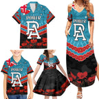 Custom Port Adelaide Power Football Family Matching Summer Maxi Dress and Hawaiian Shirt ANZAC Lest We Forget