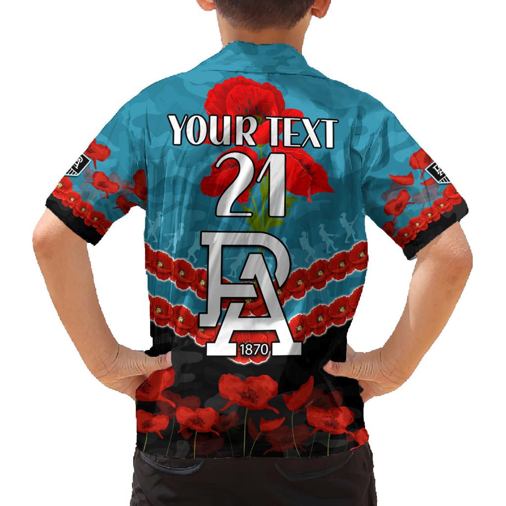 Custom Port Adelaide Power Football Family Matching Summer Maxi Dress and Hawaiian Shirt ANZAC Lest We Forget