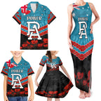 Custom Port Adelaide Power Football Family Matching Tank Maxi Dress and Hawaiian Shirt ANZAC Lest We Forget