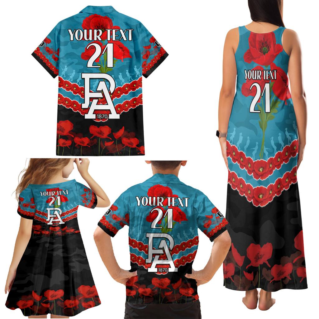 Custom Port Adelaide Power Football Family Matching Tank Maxi Dress and Hawaiian Shirt ANZAC Lest We Forget