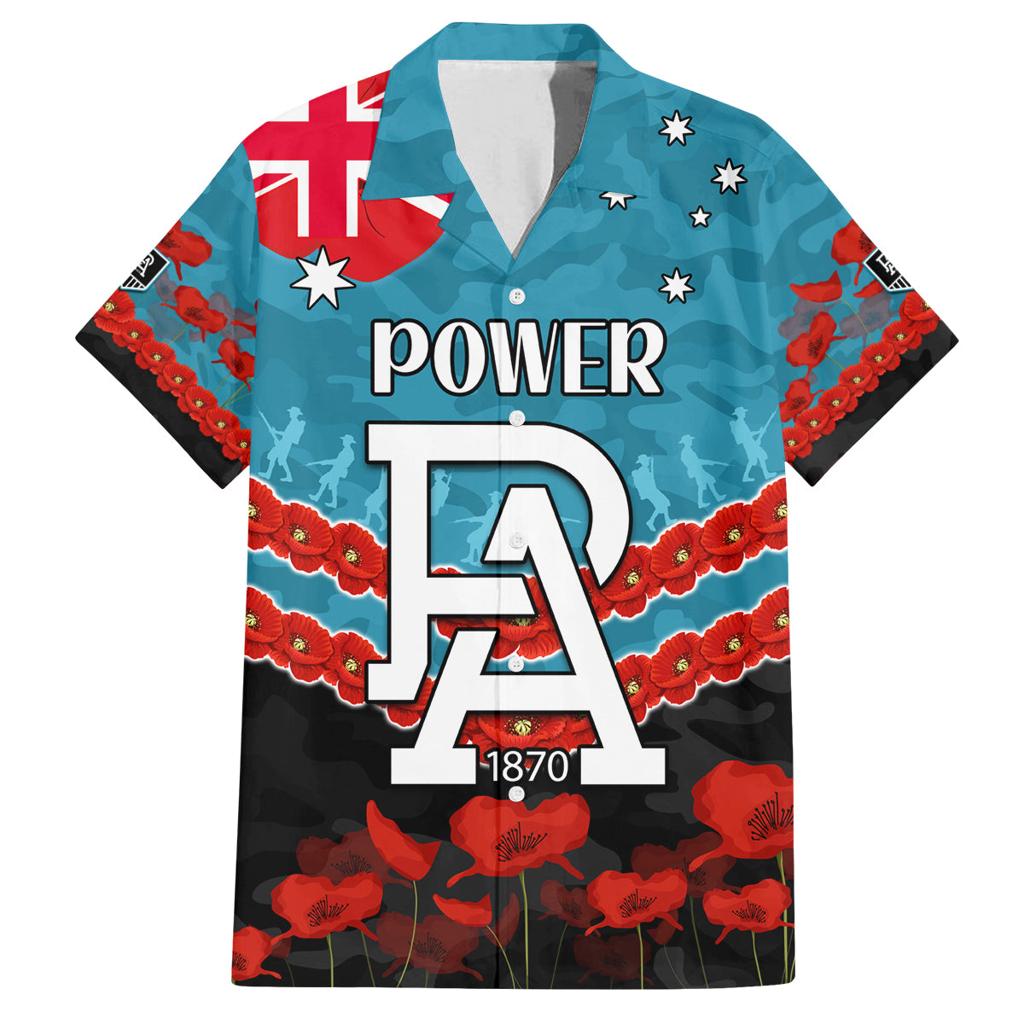 Custom Port Adelaide Power Football Family Matching Tank Maxi Dress and Hawaiian Shirt ANZAC Lest We Forget
