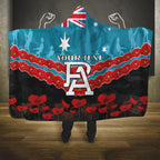 Custom Port Adelaide Power Football Hooded Blanket ANZAC Lest We Forget