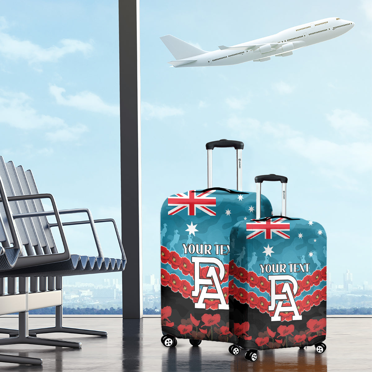 Custom Port Adelaide Power Football Luggage Cover ANZAC Lest We Forget
