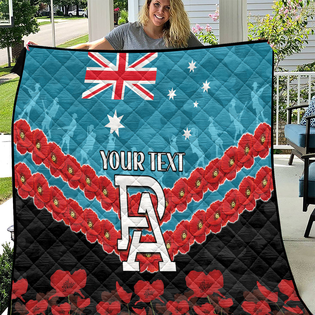 Custom Port Adelaide Power Football Quilt ANZAC Lest We Forget