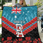 Custom Port Adelaide Power Football Quilt ANZAC Lest We Forget