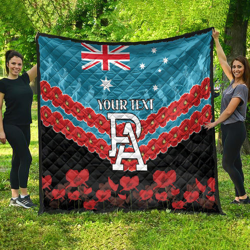 Custom Port Adelaide Power Football Quilt ANZAC Lest We Forget