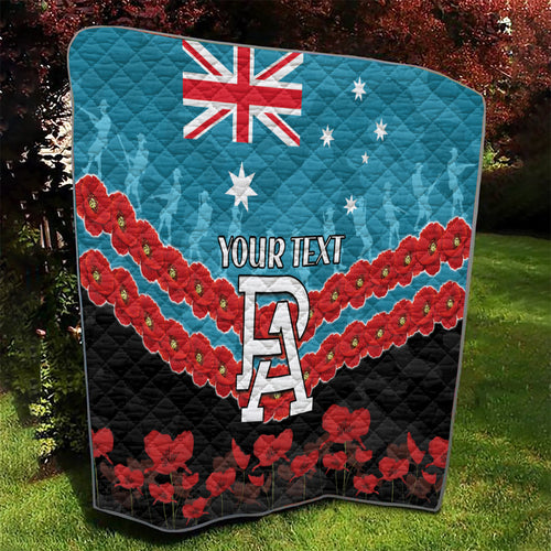 Custom Port Adelaide Power Football Quilt ANZAC Lest We Forget