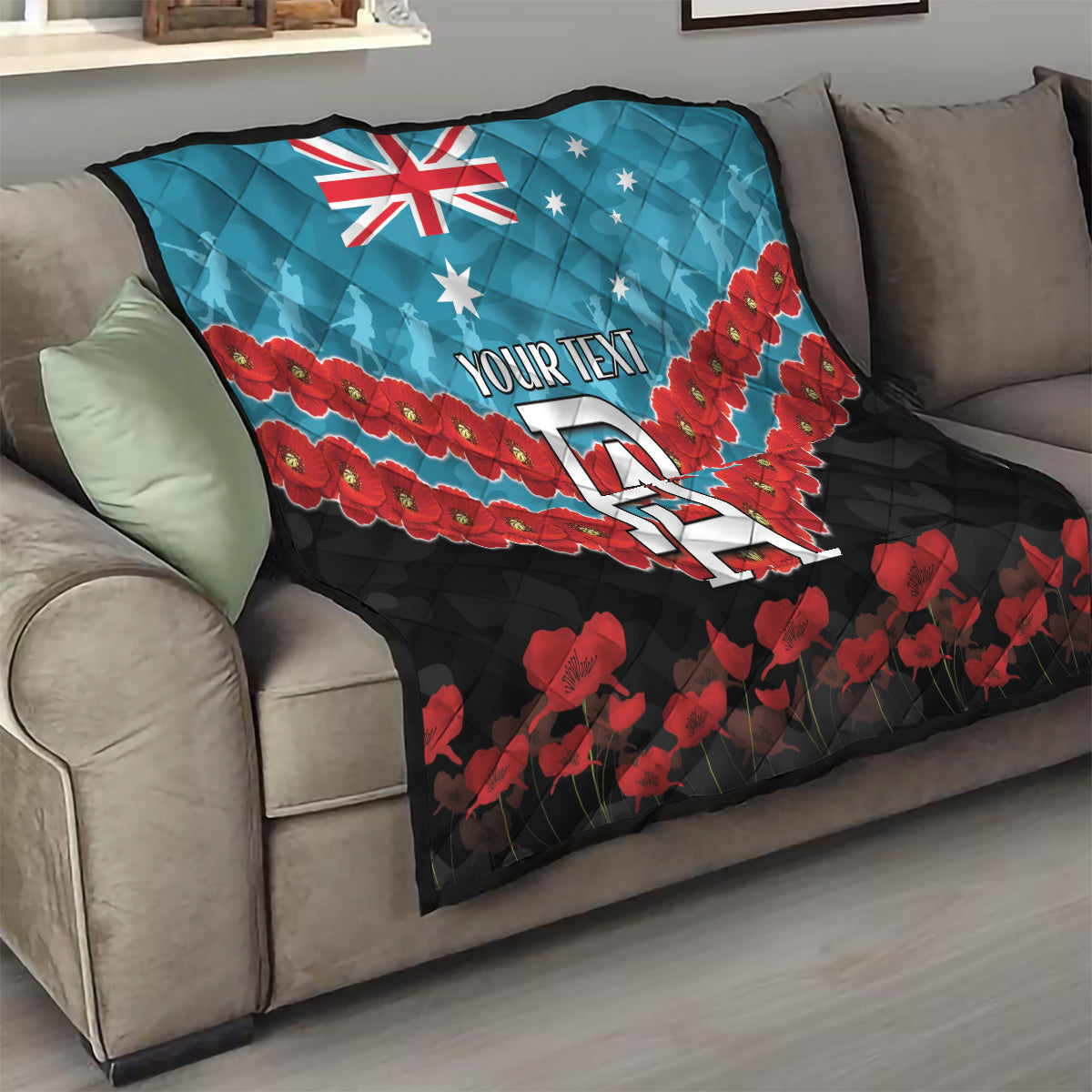 Custom Port Adelaide Power Football Quilt ANZAC Lest We Forget
