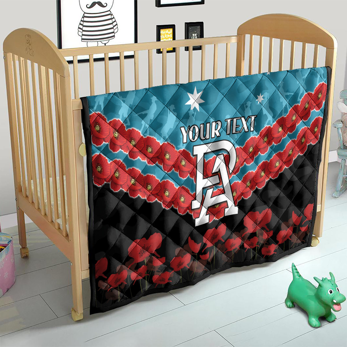 Custom Port Adelaide Power Football Quilt ANZAC Lest We Forget