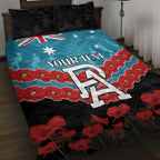 Custom Port Adelaide Power Football Quilt Bed Set ANZAC Lest We Forget