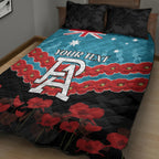 Custom Port Adelaide Power Football Quilt Bed Set ANZAC Lest We Forget