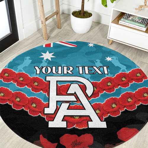 Custom Port Adelaide Power Football Round Carpet ANZAC Lest We Forget