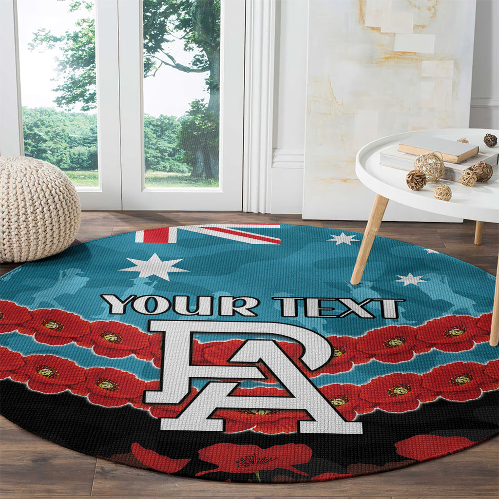Custom Port Adelaide Power Football Round Carpet ANZAC Lest We Forget