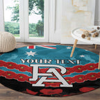 Custom Port Adelaide Power Football Round Carpet ANZAC Lest We Forget