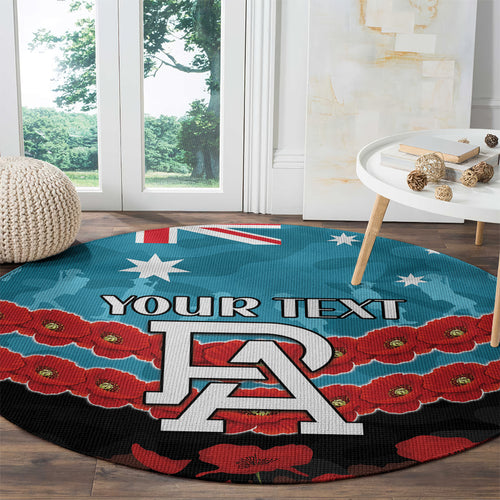 Custom Port Adelaide Power Football Round Carpet ANZAC Lest We Forget