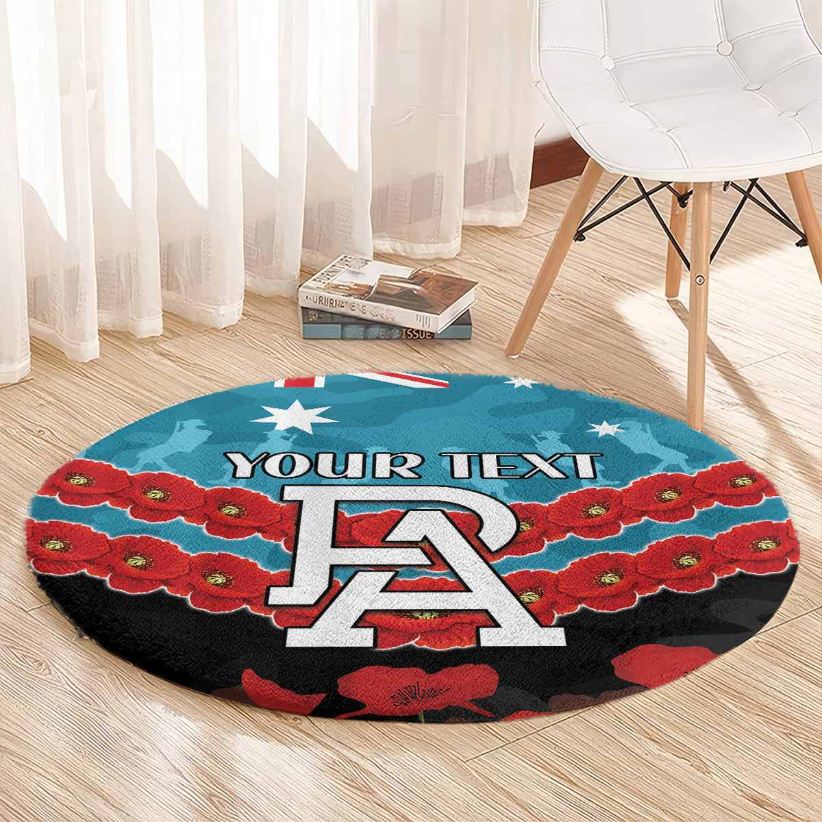 Custom Port Adelaide Power Football Round Carpet ANZAC Lest We Forget