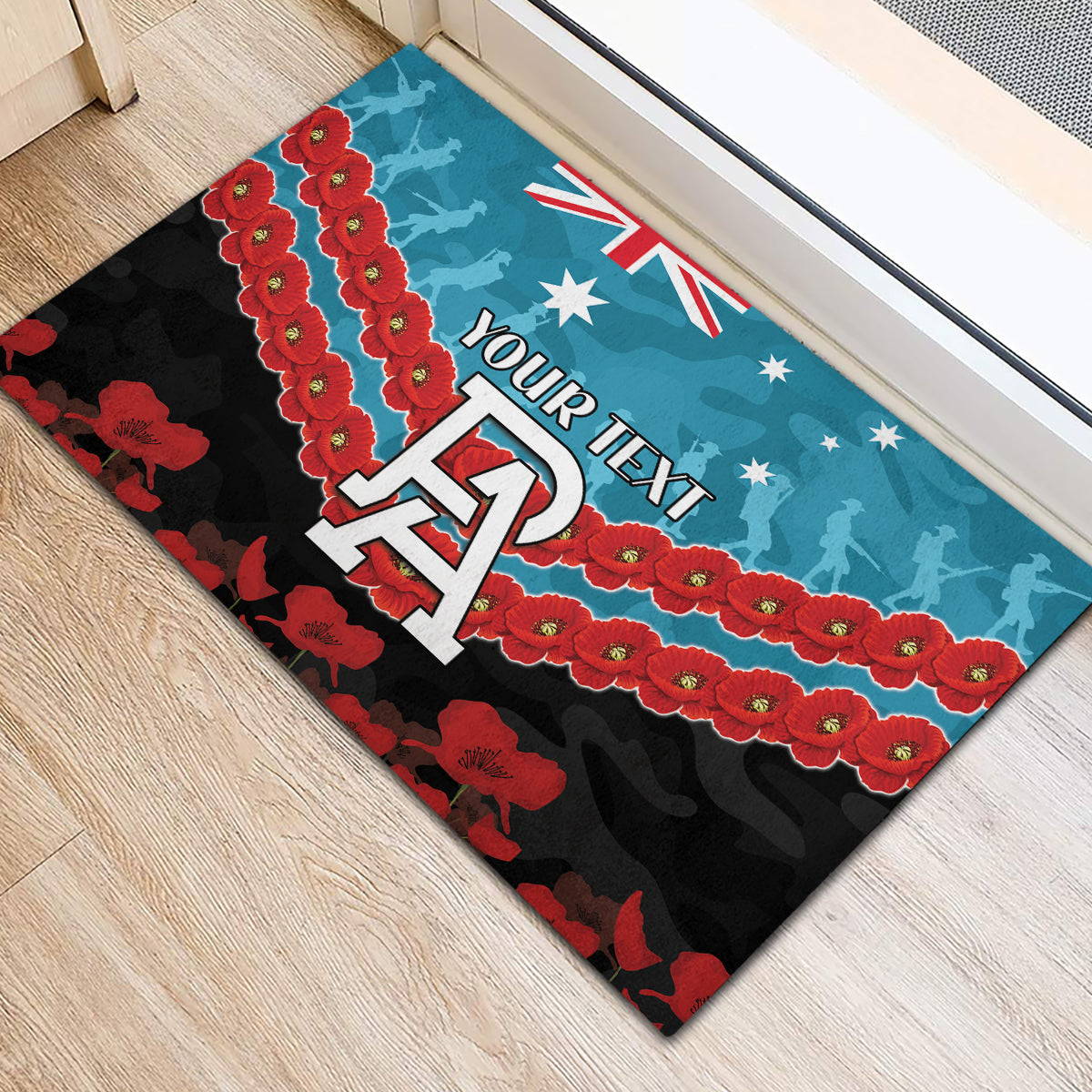 Custom Port Adelaide Power Football Rubber Doormat ANZAC Lest We Forget